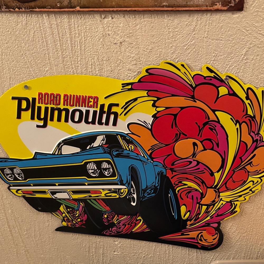 Road Runner Metal Wall Art - Blue, Yellow, Red